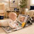 Baby Tummy Time Mirror Set — Sensory Toy with Crinkle Book & Teether (0–6 Months)