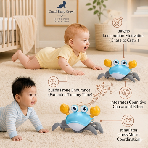 Crawling Crab Baby Toy — Rechargeable Tummy Time Toy with Music & LED Lights (0–18 Months)